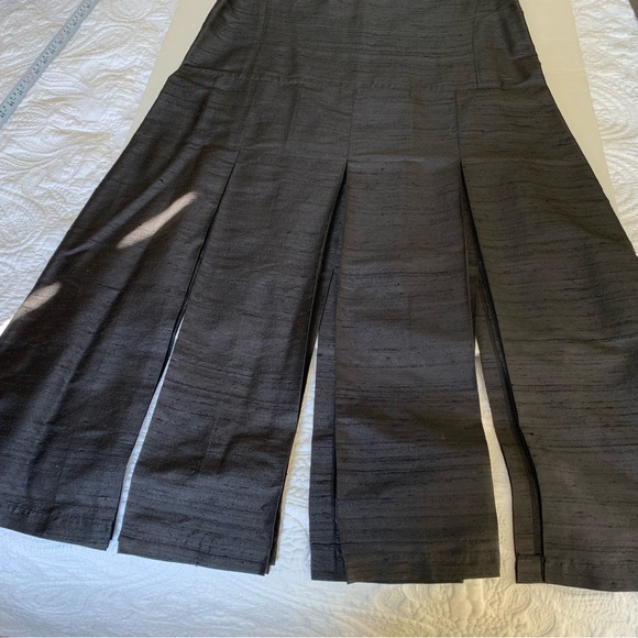 Shiny black silk long pleated dress with slits and short blazer 2 Pc suit US 12 - Picture 14 of 16